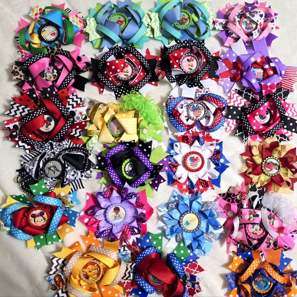 Huge Lot of 23 Boutique Disney Style Alligator Clip Hairbows